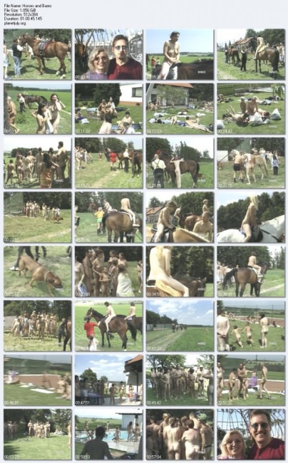 Naked riding - nudists on a farm for breeding horses [Pure naturism]