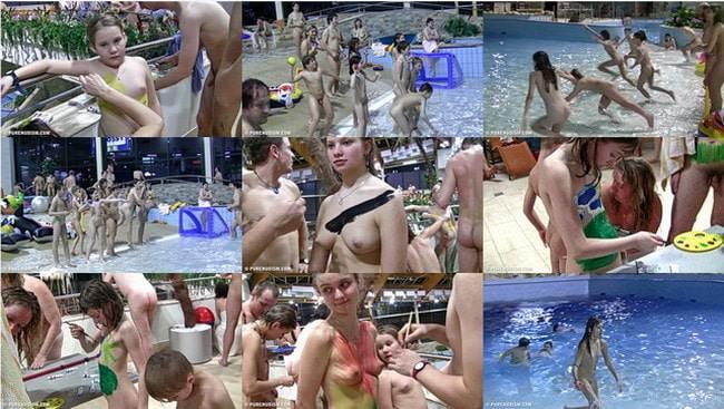 Naturists swimming in a pool naked videos [Pure naturism]