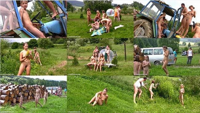 Naturists in the fresh air do fitness video [Pure naturism]